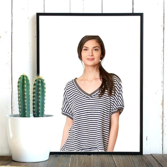Free People We The Free Black & Cream Stripe Short Sleeve High Low Tunic… - Picture 1 of 9